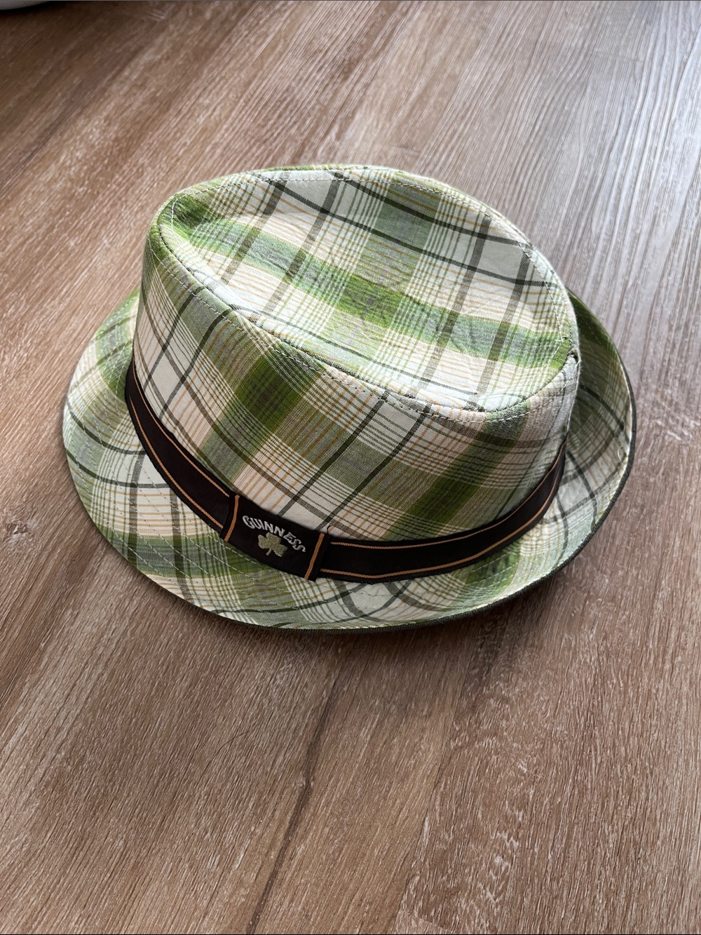 Guinness Green and Cream Plaid Trilby with Dark Band